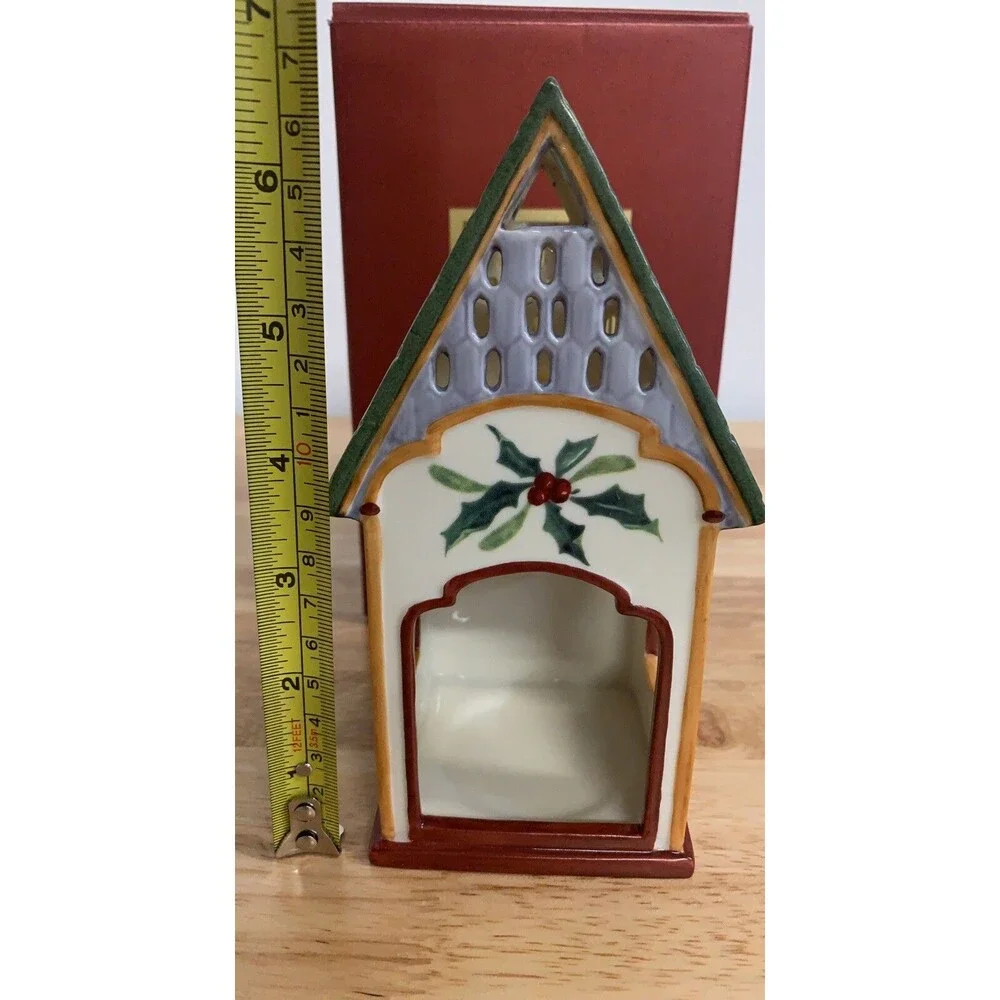 Lenox Winter Greetings Cardinal Birdhouse Votive Candle Holder Catherine McClung